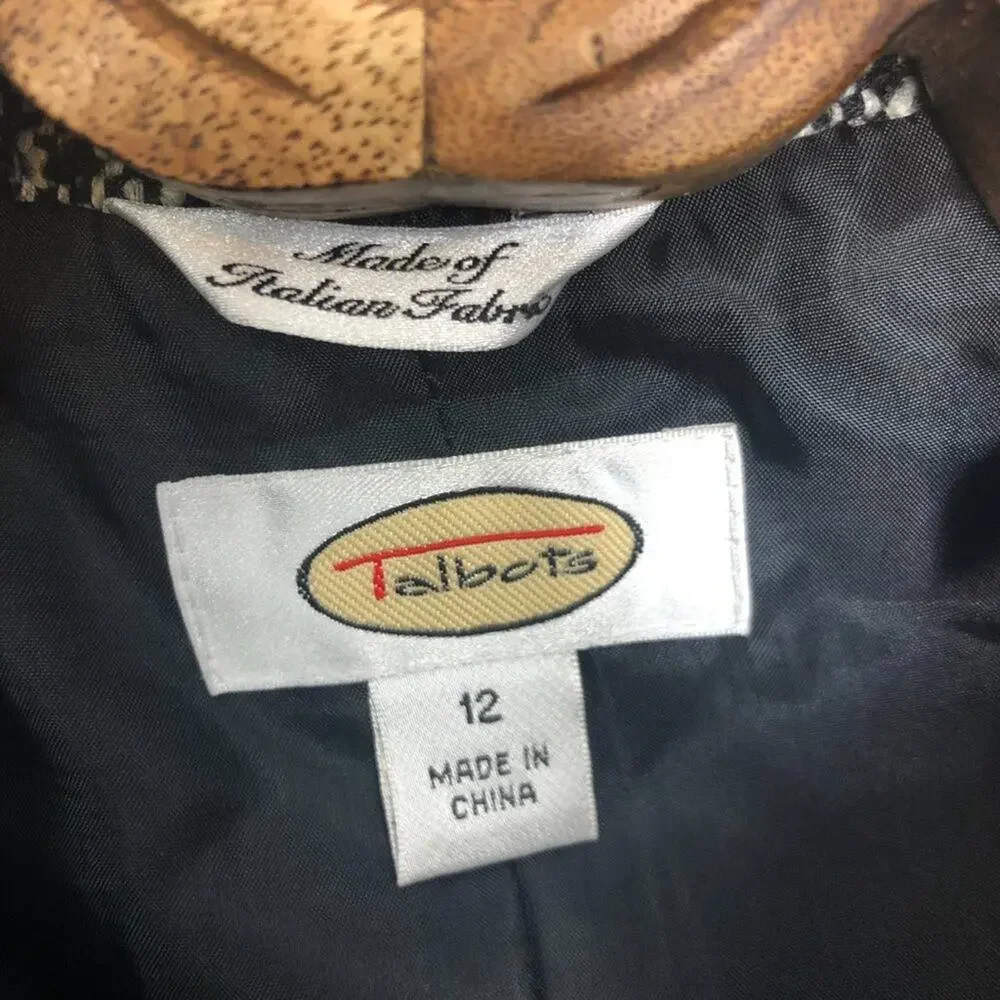 Talbots Vintage Set Pencil Skirt 10 Crop Blazer 12 Italian Wool Grey Tweed